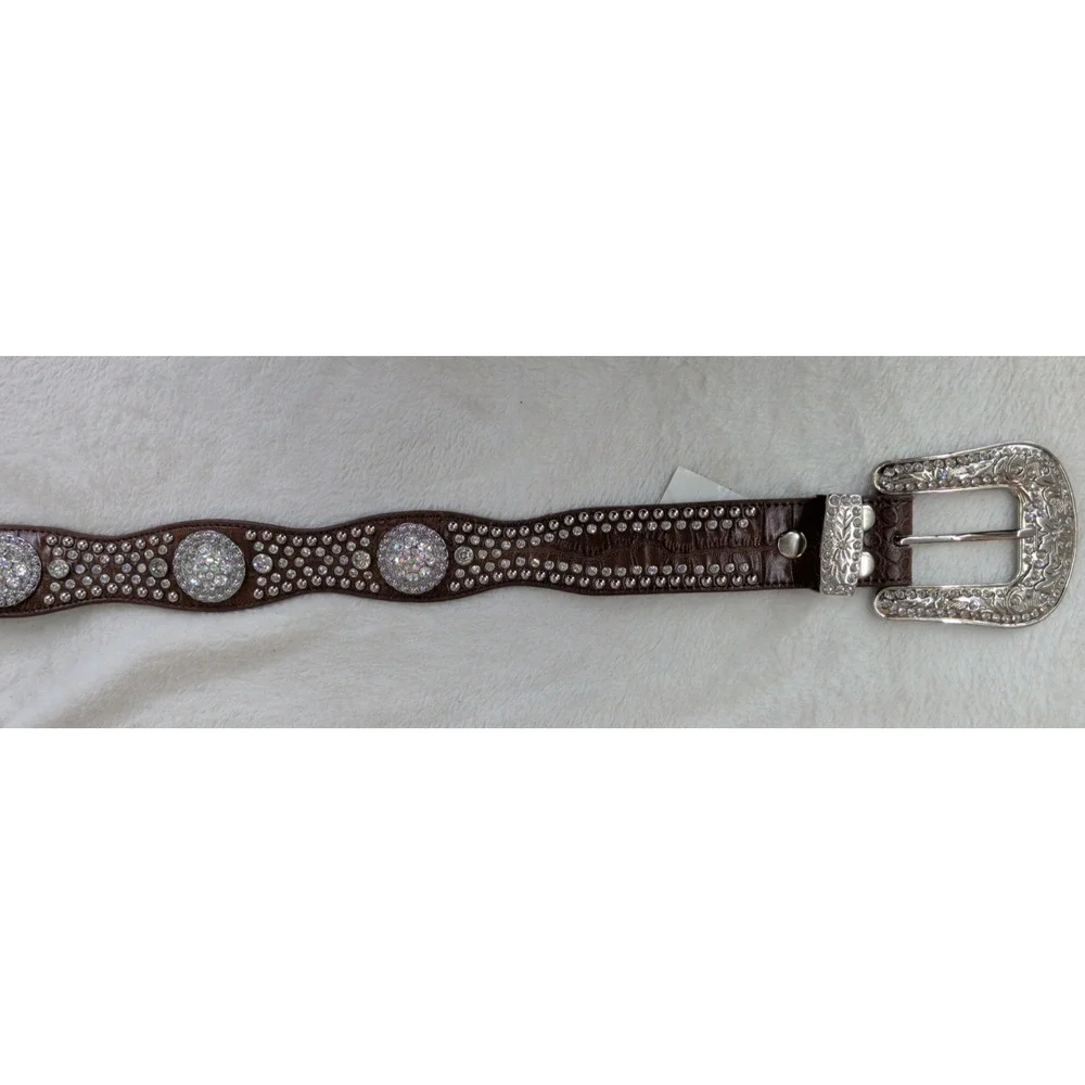 Nocona Western Belt Crystal Concho Gator Mahogany N3416202